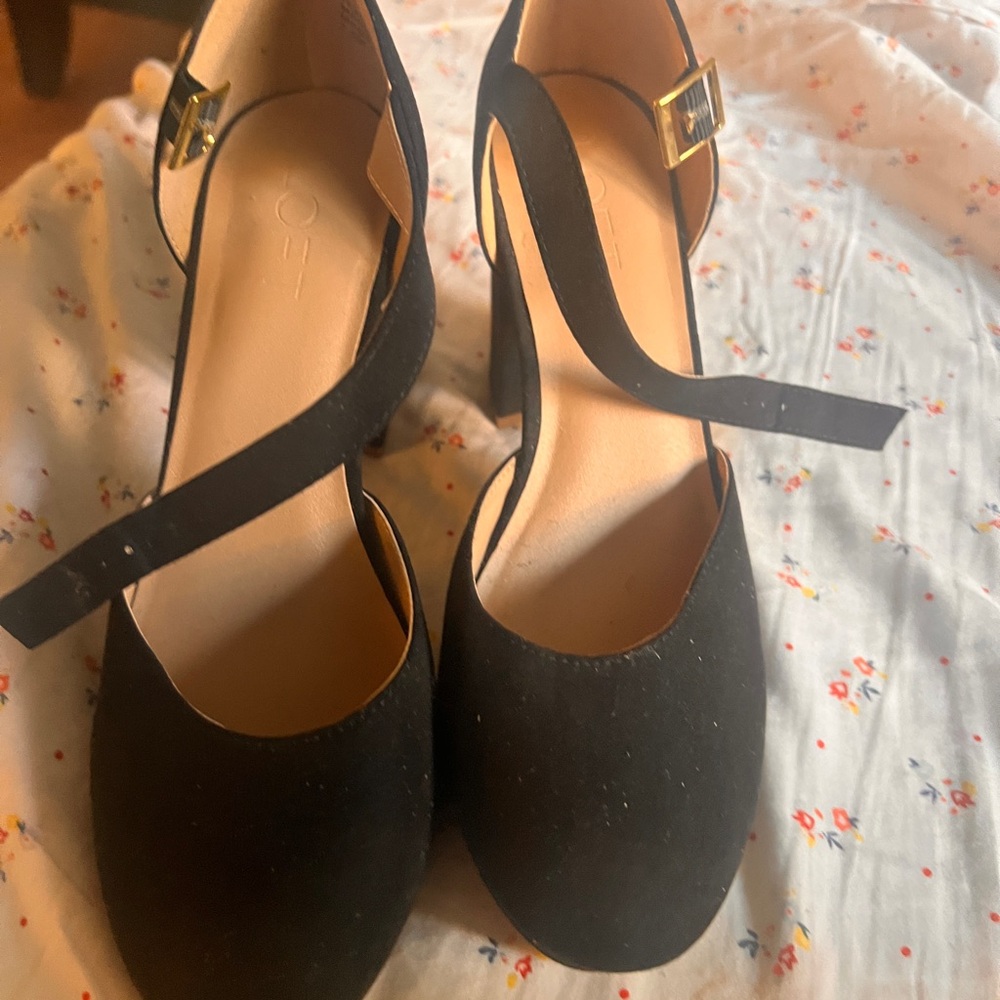 LOFT Black Mary Jane Heels with Ankle Strap